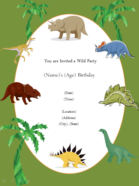 Dinosaur Template For Invitations