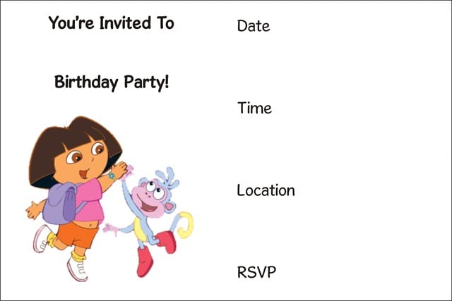 Dora Birthday Invites Printable Free