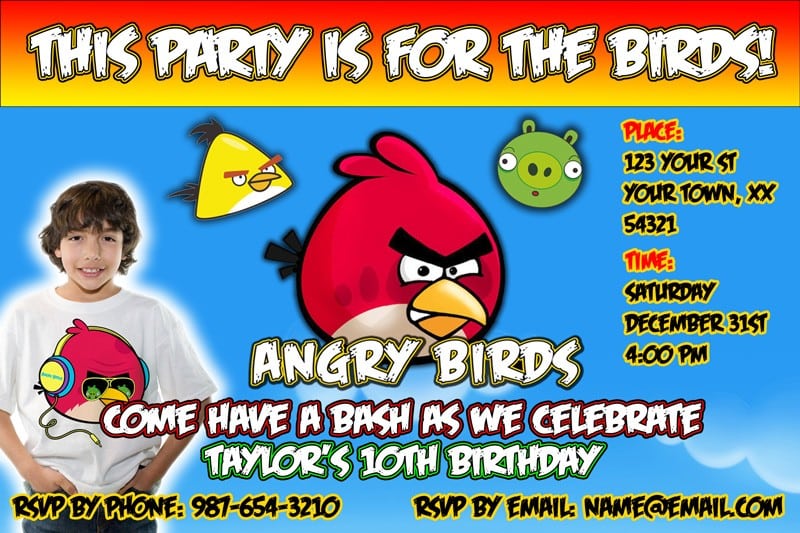 E Invitations Angry Birds