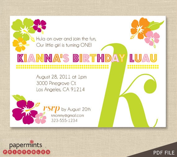 Free Hawaiian Luau Party Invitations Printable