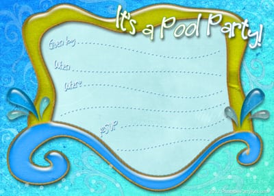 Free Pool Party Templates Invitations
