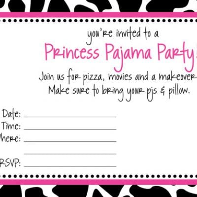 Free Princess Sleepover Invitations