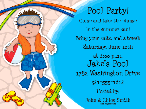 Free Printable Swimming Pool Birthday Party Invitations