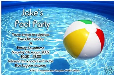 Free Swimming Pool Party Invitations