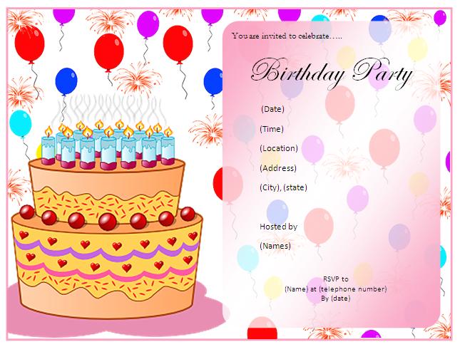 Girl Birthday Invitation Templates Free