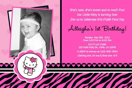 Hello Kitty Animal Print Invitations