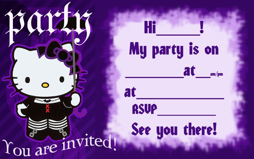 Hello Kitty As A Punk Invitations
