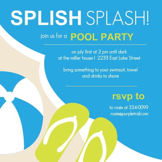 Invitation For Pool Party Templates