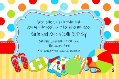 Invitation For Swimming Pool Party