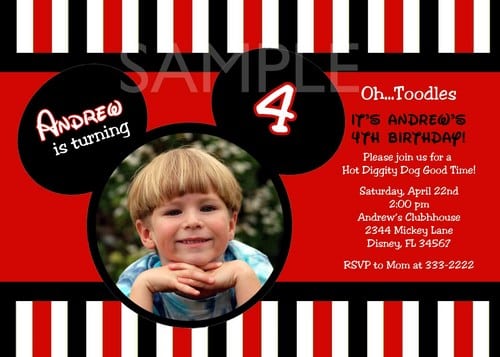 Mickey Mouse Party Invitations Personalized