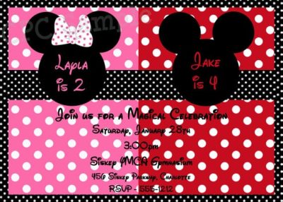 Minnie And Mickey Mouse Invitations