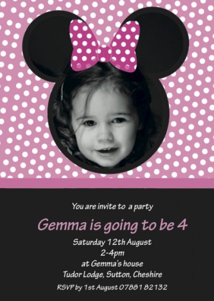 Minnie Mouse Baptism Invitation