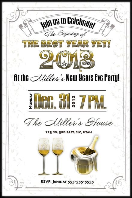 New Years Invitations Printable