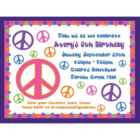 Peace Birthday Invitations