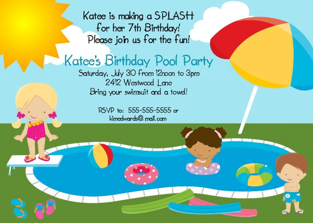 Pool Birthday Invitations