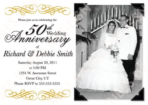 Printable 50th Wedding Anniversary Invitations