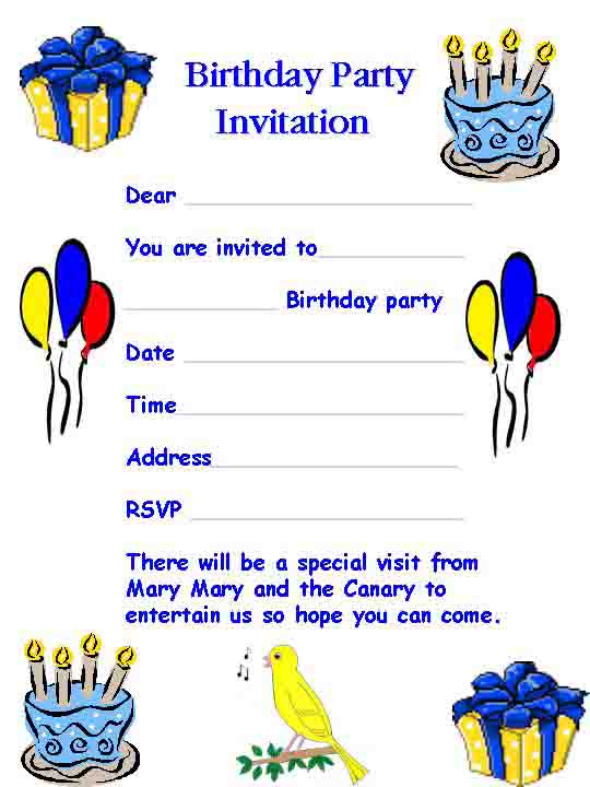 Printable Invitation Templates Birthday