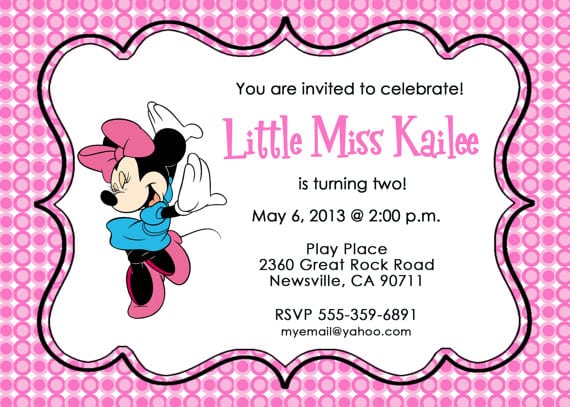 Printable Minnie Mouse Birthday Invitations Free