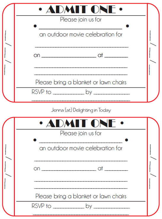 Printable Ticket Invitations Templates
