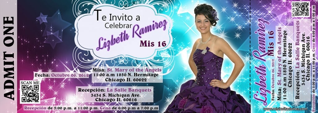Quinceanera Ticket Invitations