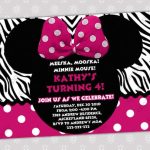 Zebra Minnie Mouse Invitations