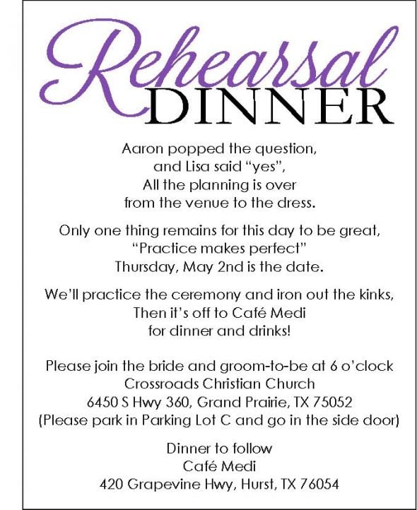 Rehearsal Dinner Invites Template