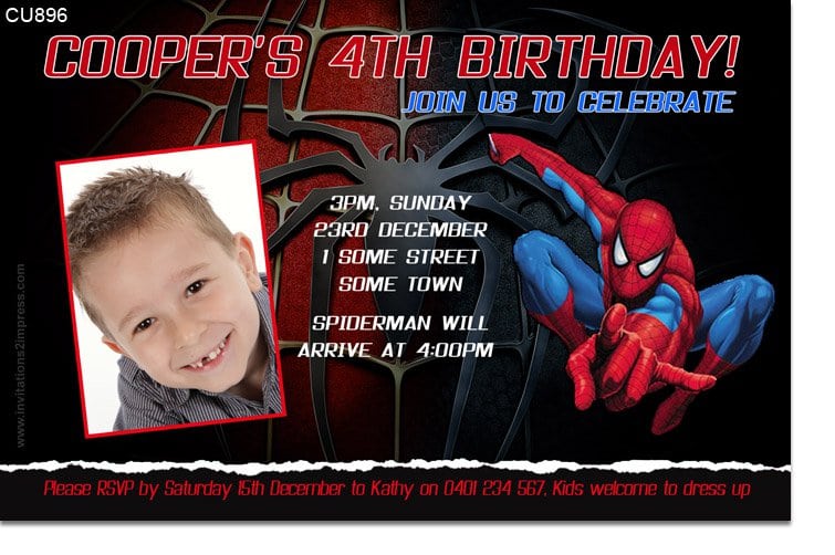 Spiderman Template Invitations