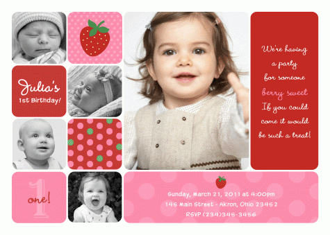 Strawberry Birthday Invitations