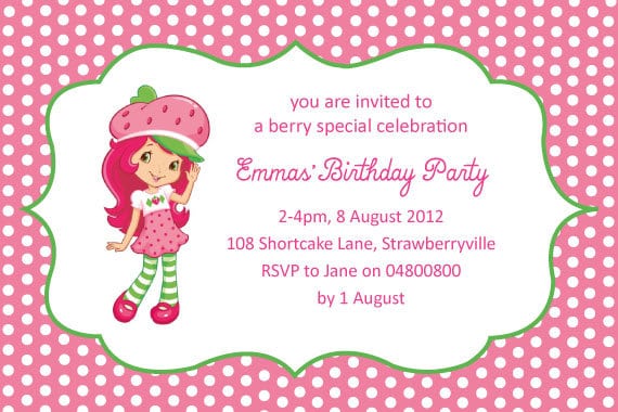 Strawberry Shortcake Birthday Party Invitations