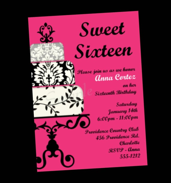 Sweet Sixteen Birthday Party Invitations Printable