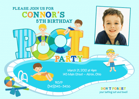 Swimming Pool Party Invitations Wording