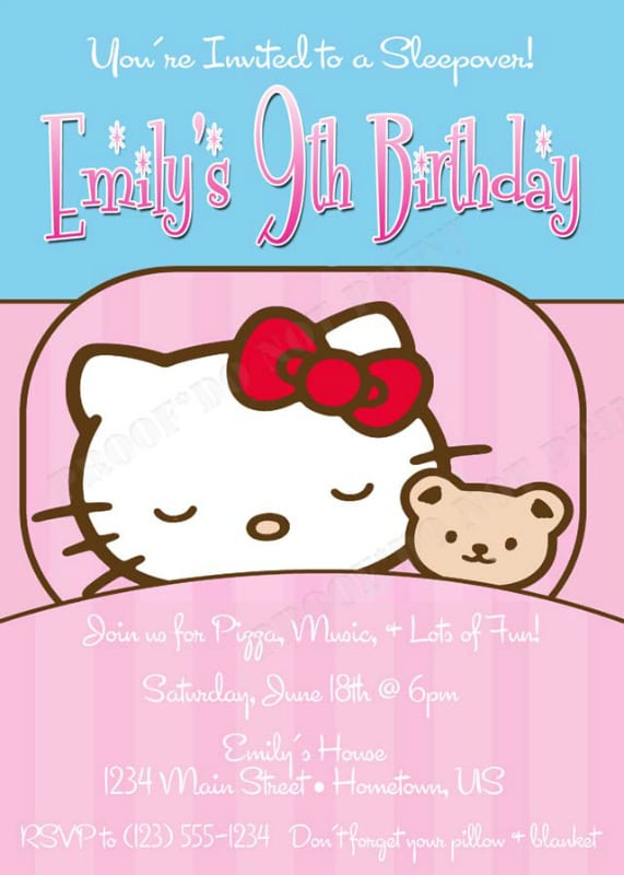 Taginvitations For Sleepovers Of Hello Kitty