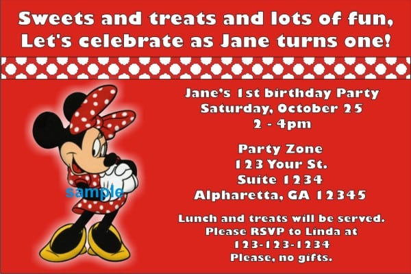 Tagminnie Mouse Birthday Party Invitations Templates