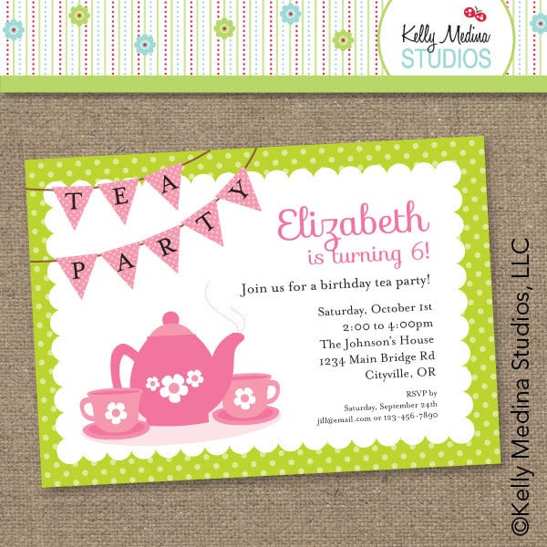 Tea Party Birthday Invitations Free Printables