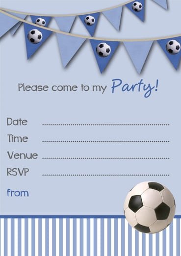 Template For Boys Football Party Invitations