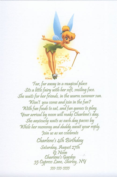 Tinkerbell Birthday Party Invitations Templates