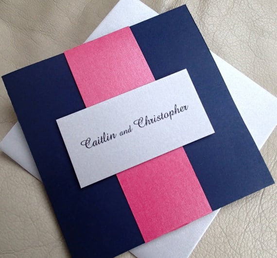 Wedding Invitation Blue And Pink