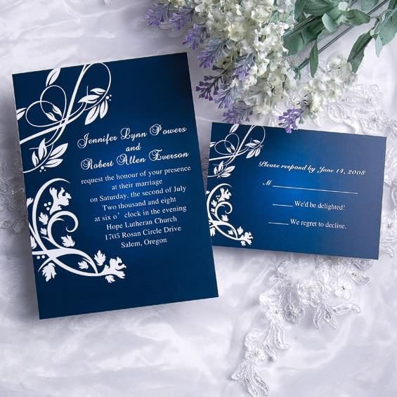 Wedding Invitation Blue And Silver
