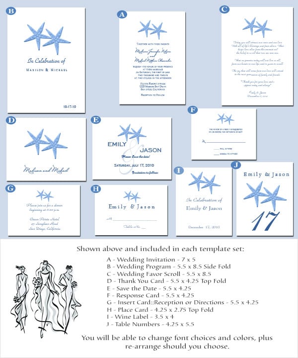 Wedding Invitation Templates Beach Theme