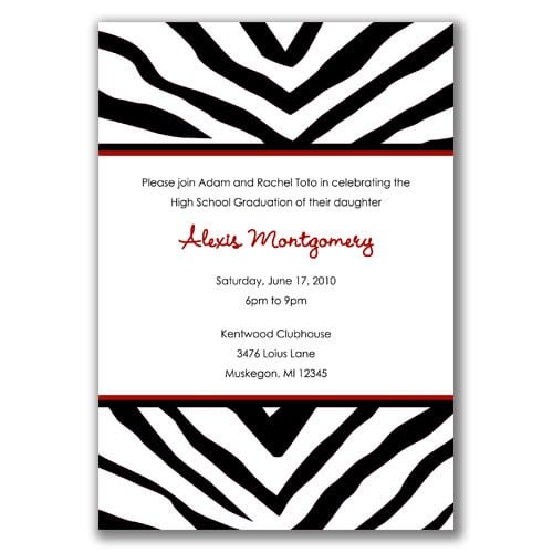 Zebra Graduation Invitations Templates