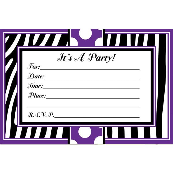 Zebra Party Invitations