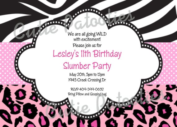 Zebra Print Birthday Invitations Free Printable