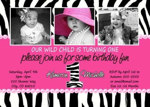 Zebra Print Invites For Birthday